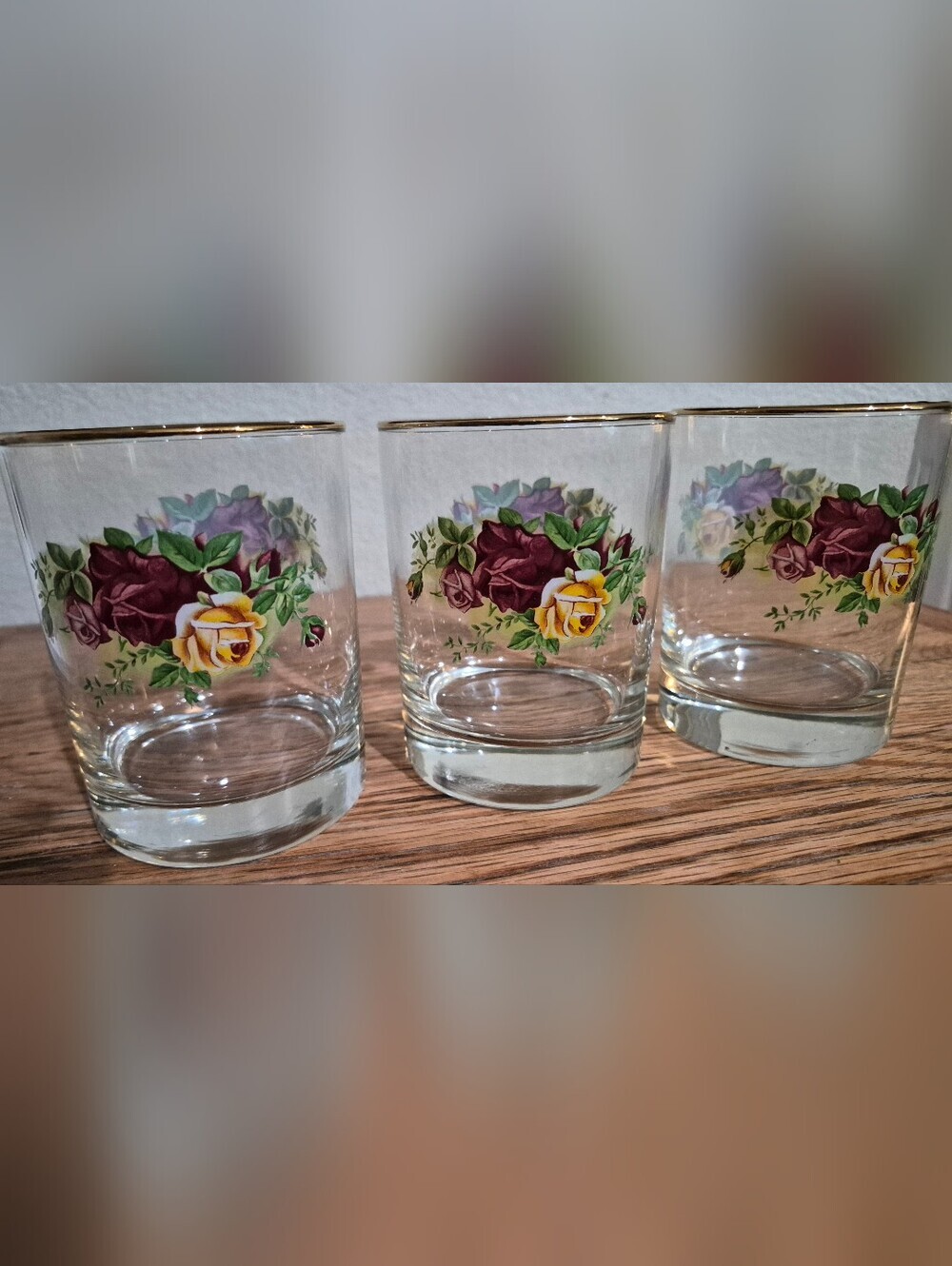 3 Vintage Royal Albert Old Country Roses 12oz double old-fashioned glasses